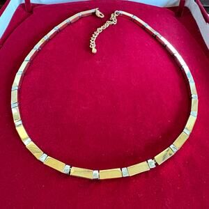 Vintage Gold and Silver Tone Link Necklace 15” Adjustable Two Tone Chain